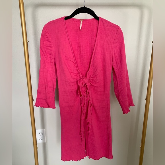 Free People Kianni Mini Dress in Hot Pink - Picture 1 of 6